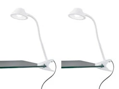 MeineWunschleuchte LED Klemmleuchten 2er Set Flexibel, Kunststoff Weiß, 26cm Hoch -Bestes Beleuchtungs Geschäft led klemmleuchten 2er set flexibel kunststoff weis 1