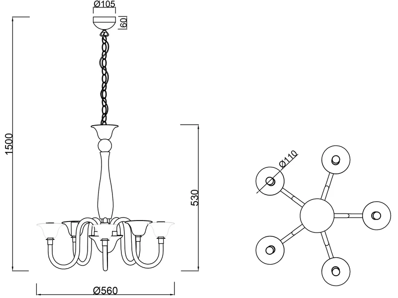 MeineWunschleuchte LED Kronleuchter Im Landhausstil, 5-flammig Stehend Ø 56cm, Weiß 6 MeineWunschleuchte LED Kronleuchter Im Landhausstil, 5-flammig Stehend Ø 56cm, Weiß – Bild 4