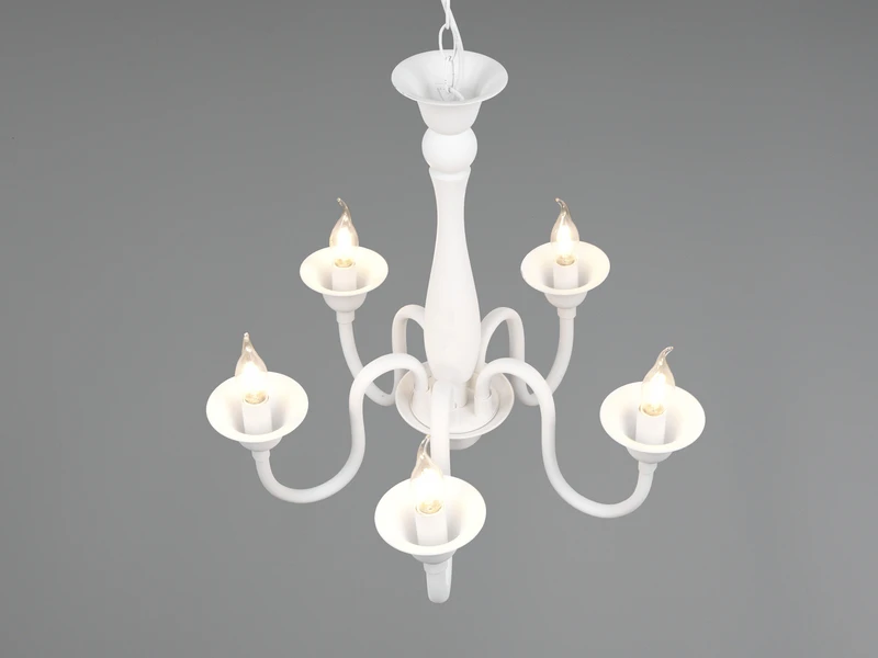 MeineWunschleuchte LED Kronleuchter Im Landhausstil, 5-flammig Stehend Ø 56cm, Weiß 7 MeineWunschleuchte LED Kronleuchter Im Landhausstil, 5-flammig Stehend Ø 56cm, Weiß – Bild 5