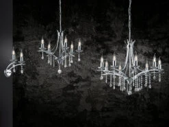 MeineWunschleuchte LED Kronleuchter Lüster Silber Mit Kristallbehang, 5-flammig Ø 52cm -Bestes Beleuchtungs Geschäft led kronleuchter luester silber mit kristallbehang 5