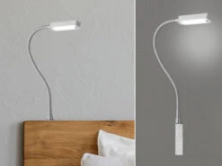 Fischer & Honsel LED Leseleuchte RAIK Dimmbar, Schwanenhals Bettleuchte Zum Anschrauben