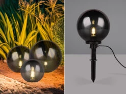 MeineWunschleuchte LED Leuchtkugel Für Den Garten Mit Strom Rauchfarbig, 5m Kabel, Ø 30 Cm