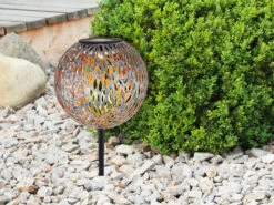 Globo LED Metall Solarkugel Ø 18cm Mit Erdspieß, Silber Antik -Bestes Beleuchtungs Geschäft led metall solarkugel 18cm mit erdspiess silber an 4