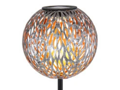 Globo LED Metall Solarkugel Ø 18cm Mit Erdspieß, Silber Antik -Bestes Beleuchtungs Geschäft led metall solarkugel 18cm mit erdspiess silber an 8