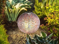 MeineWunschleuchte LED Metall Solarkugeln 2er Set Ø 27cm Mit Erdspieß, Silber Antik -Bestes Beleuchtungs Geschäft led metall solarkugeln 2er set 27cm mit erdspiess 1 7