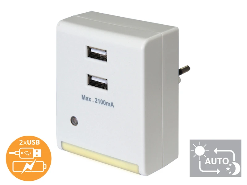 GAO LED Nachtlicht Mit 2-fach USB Ladegerät Und Dämmerungssensor 4 GAO LED Nachtlicht Mit 2-fach USB Ladegerät Und Dämmerungssensor – Bild 2