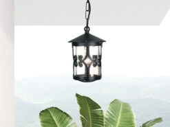 MeineWunschleuchte LED Outdoor Pendelleuchte Aus Alu Im Landhausstil, Schwarz Ø15cm