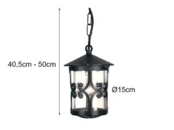 MeineWunschleuchte LED Outdoor Pendelleuchte Aus Alu Im Landhausstil, Schwarz Ø15cm -Bestes Beleuchtungs Geschäft led outdoor pendelleuchte aus alu im landhausstil 1 6