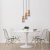 Trio Leuchten LED Pendellampe 3 Draht Lampenschirme In Schwarz & Holzfassungen