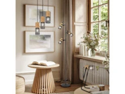 Trio Leuchten LED Pendellampe 3 Draht Lampenschirme In Schwarz & Holzfassungen -Bestes Beleuchtungs Geschäft led pendellampe 3 draht lampenschirme in schwarz h 7