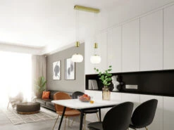 Trio Leuchten LED Pendelleuchte MADISON 2 Flammig Messing Matt Mit Milchglas, 52cm -Bestes Beleuchtungs Geschäft led pendelleuchte madison 2 flammig messing matt m 6