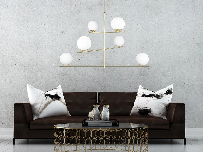 MeineWunschleuchte LED Pendelleuchte Mehrflammig In Messing Matt Mit 6 Glaskugeln Weiß 3 MeineWunschleuchte LED Pendelleuchte Mehrflammig In Messing Matt Mit 6 Glaskugeln Weiß