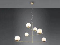 MeineWunschleuchte LED Pendelleuchte Mehrflammig In Messing Matt Mit 6 Glaskugeln Weiß 11 MeineWunschleuchte LED Pendelleuchte Mehrflammig In Messing Matt Mit 6 Glaskugeln Weiß -Bestes Beleuchtungs Geschäft led pendelleuchte mehrflammig in messing matt mit 1 2