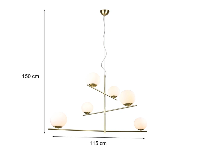 MeineWunschleuchte LED Pendelleuchte Mehrflammig In Messing Matt Mit 6 Glaskugeln Weiß 6 MeineWunschleuchte LED Pendelleuchte Mehrflammig In Messing Matt Mit 6 Glaskugeln Weiß – Bild 4