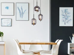 MeineWunschleuchte LED Pendelleuchte Mit 3 Rauchglaskugeln, Baldachin Ø 46cm, Schwarz -Bestes Beleuchtungs Geschäft led pendelleuchte mit 3 rauchglaskugeln baldachin 1 3