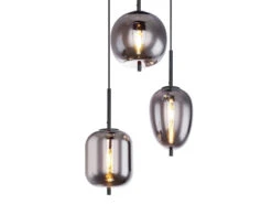 MeineWunschleuchte LED Pendelleuchte Mit 3 Rauchglaskugeln, Baldachin Ø 46cm, Schwarz -Bestes Beleuchtungs Geschäft led pendelleuchte mit 3 rauchglaskugeln baldachin 1 4