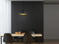 MeineWunschleuchte LED Pendelleuchte Mit Metall Lampenschirm Schwarz Innen Gold Ø31cm 12 MeineWunschleuchte LED Pendelleuchte Mit Metall Lampenschirm Schwarz Innen Gold Ø31cm -Bestes Beleuchtungs Geschäft led pendelleuchte mit metall lampenschirm schwarz 1 4