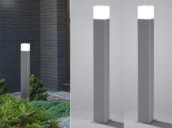 MeineWunschleuchte LED Pollerleuchte 2er Set Titanfarben Höhe 80cm IP44 - Außenleuchte Wegeleuchte