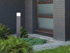 MeineWunschleuchte LED Pollerleuchte 2er Set Titanfarben Höhe 80cm IP44 - Außenleuchte Wegeleuchte -Bestes Beleuchtungs Geschäft led pollerleuchte 2er set titanfarben hoehe 80cm i 4