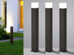 MeineWunschleuchte LED Pollerleuchte 3er Set In Anthrazit Höhe 80cm IP44 - Außenleuchte Wegeleuchte