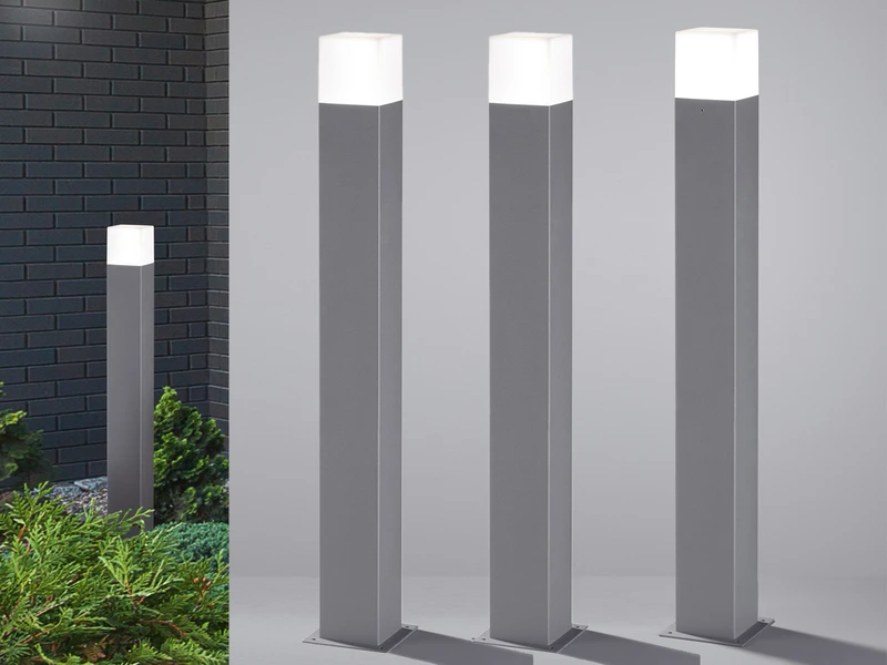 MeineWunschleuchte LED Pollerleuchte 3er Set Titanfarben Höhe 80cm IP44 - Außenleuchte Wegeleuchte 3 MeineWunschleuchte LED Pollerleuchte 3er Set Titanfarben Höhe 80cm IP44 - Außenleuchte Wegeleuchte
