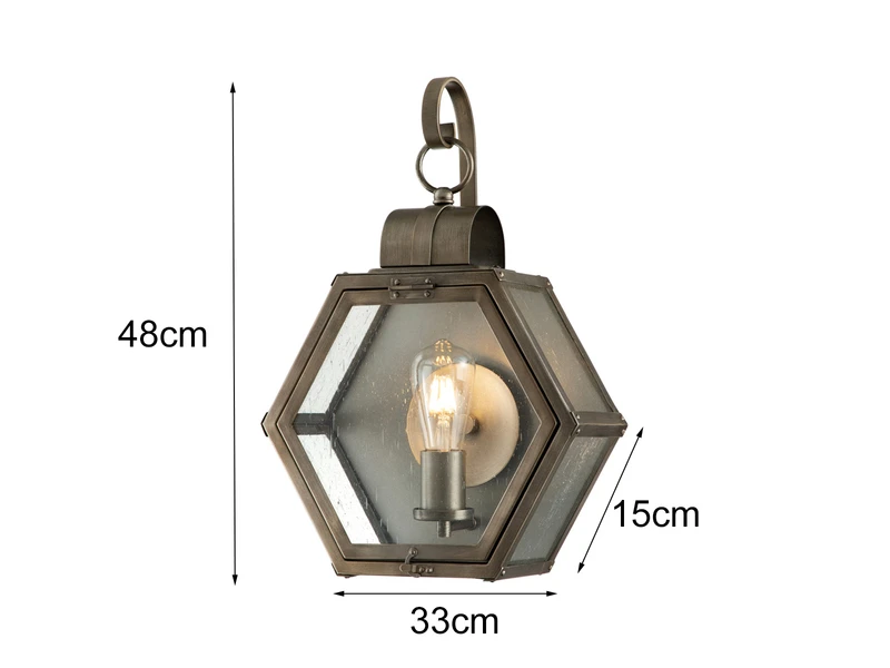 MeineWunschleuchte LED Rustikale Außenwand Laterne Hängend Sechseckig, Bronze Höhe 48cm 7 MeineWunschleuchte LED Rustikale Außenwand Laterne Hängend Sechseckig, Bronze Höhe 48cm – Bild 5