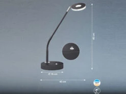Fischer & Honsel LED Schreibtischlampe DENT Schwarz Mit Dimmer - Höhe 60cm -Bestes Beleuchtungs Geschäft led schreibtischlampe dent schwarz mit dimmer hoeh 3