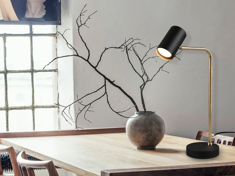 MeineWunschleuchte LED Schreibtischlampe In Messing / Schwarz Matt, Spot Schwenkbar, Höhe 45cm 7 MeineWunschleuchte LED Schreibtischlampe In Messing / Schwarz Matt, Spot Schwenkbar, Höhe 45cm – Bild 5