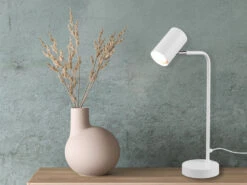 MeineWunschleuchte LED Schreibtischlampe In Weiß Matt, Spot Schwenkbar, Höhe 45cm