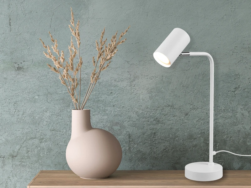 MeineWunschleuchte LED Schreibtischlampe In Weiß Matt, Spot Schwenkbar, Höhe 45cm 3 MeineWunschleuchte LED Schreibtischlampe In Weiß Matt, Spot Schwenkbar, Höhe 45cm