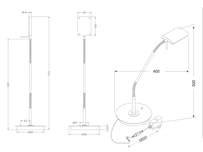 Trio Leuchten LED Schreibtischleuchte BERGAMO Silber Flexibel Sensordimmer - Höhe 50cm 5 Trio Leuchten LED Schreibtischleuchte BERGAMO Silber Flexibel Sensordimmer - Höhe 50cm – Bild 3