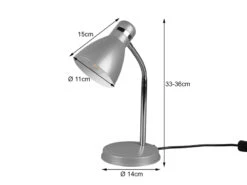 MeineWunschleuchte LED Schreibtischleuchte Flexibel, Chrom & Metallschirm Titan, 33cm -Bestes Beleuchtungs Geschäft led schreibtischleuchte flexibel chrom metallschir 3