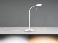 Trio Leuchten LED Schreibtischleuchte MONZA Dimmbar Mit Flexarm, Höhe 57cm, Weiß