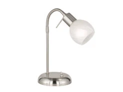 MeineWunschleuchte LED Schreibtischleuchte Silber Glas Alabaster Flexgelenk, 40cm Hoch -Bestes Beleuchtungs Geschäft led schreibtischleuchte silber glas alabaster flex 1