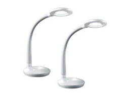 MeineWunschleuchte LED Schreibtischleuchten 2er SET Weiß, Flexgelenk & Touch Dimmer, 32cm Hoch -Bestes Beleuchtungs Geschäft led schreibtischleuchten 2er set weiss flexgelenk 1 1
