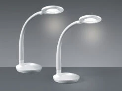 MeineWunschleuchte LED Schreibtischleuchten 2er SET Weiß, Flexgelenk & Touch Dimmer, 32cm Hoch -Bestes Beleuchtungs Geschäft led schreibtischleuchten 2er set weiss flexgelenk 1 2