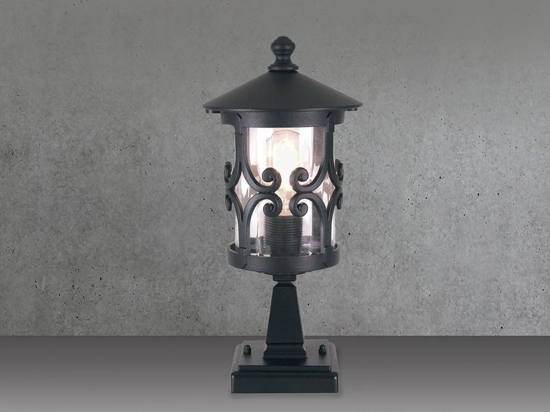 MeineWunschleuchte LED Sockel Laterne Aus Alu Im Landhausstil, Schwarz Höhe 34cm 5 MeineWunschleuchte LED Sockel Laterne Aus Alu Im Landhausstil, Schwarz Höhe 34cm – Bild 3