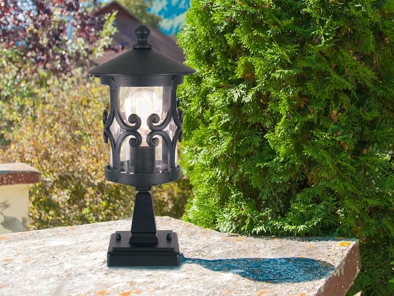 MeineWunschleuchte LED Sockel Laterne Aus Alu Im Landhausstil, Schwarz Höhe 34cm 7 MeineWunschleuchte LED Sockel Laterne Aus Alu Im Landhausstil, Schwarz Höhe 34cm – Bild 5