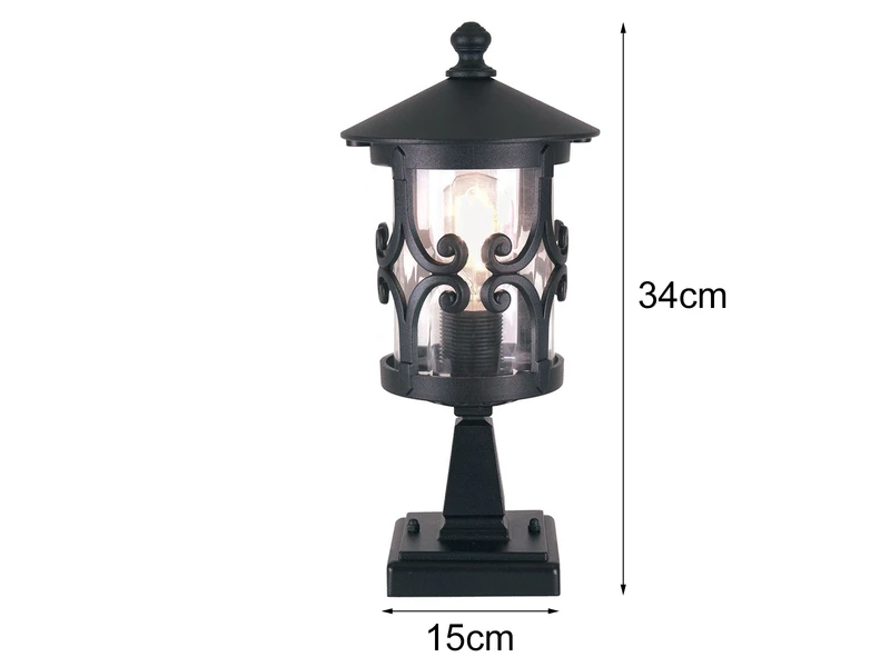 MeineWunschleuchte LED Sockel Laterne Aus Alu Im Landhausstil, Schwarz Höhe 34cm 10 MeineWunschleuchte LED Sockel Laterne Aus Alu Im Landhausstil, Schwarz Höhe 34cm – Bild 8