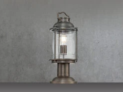 MeineWunschleuchte LED Sockel Laterne Im Industriedesign, Bronze Höhe 47cm -Bestes Beleuchtungs Geschäft led sockel laterne im industriedesign bronze hoehe 2