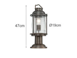 MeineWunschleuchte LED Sockel Laterne Im Industriedesign, Bronze Höhe 47cm -Bestes Beleuchtungs Geschäft led sockel laterne im industriedesign bronze hoehe 8