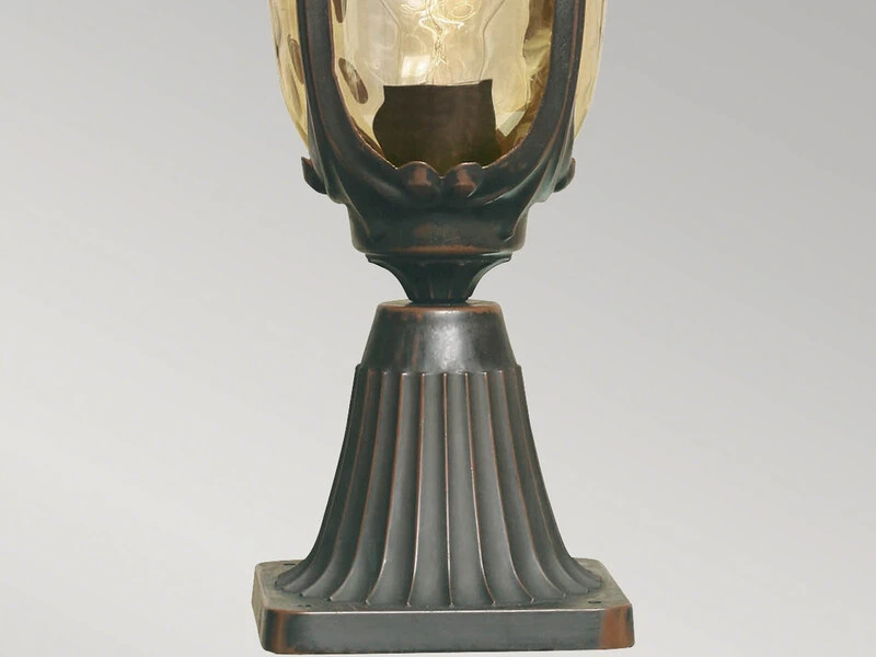 MeineWunschleuchte LED Sockel Laterne Im Jugendstil Mit Amberglas, Höhe 54cm 7 MeineWunschleuchte LED Sockel Laterne Im Jugendstil Mit Amberglas, Höhe 54cm – Bild 5