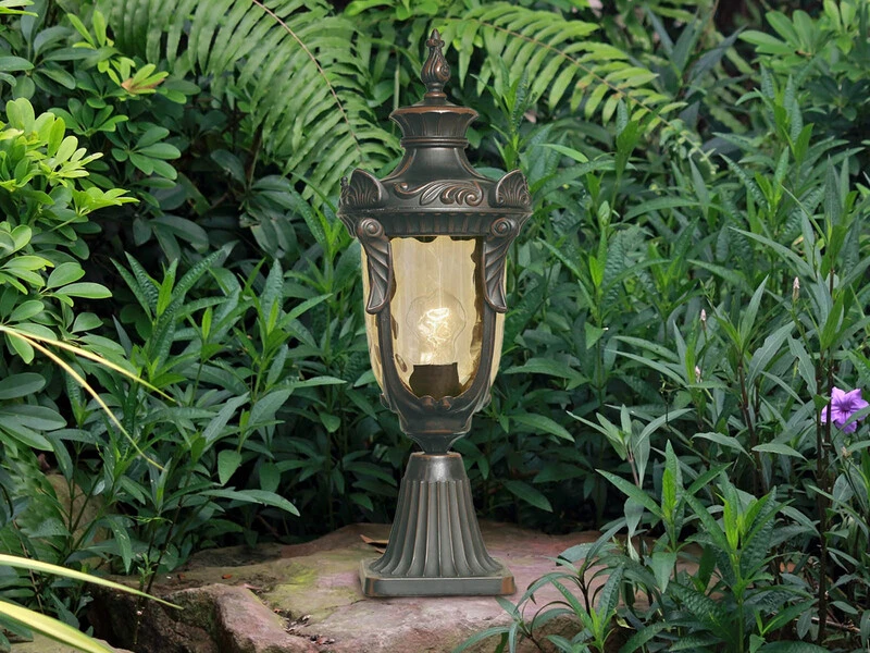 MeineWunschleuchte LED Sockel Laterne Im Jugendstil Mit Amberglas, Höhe 54cm 8 MeineWunschleuchte LED Sockel Laterne Im Jugendstil Mit Amberglas, Höhe 54cm – Bild 6