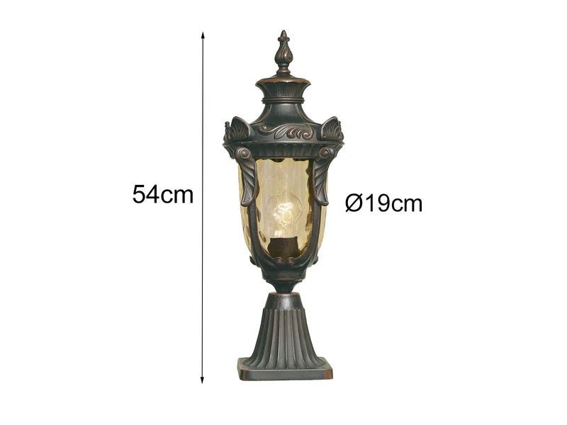 MeineWunschleuchte LED Sockel Laterne Im Jugendstil Mit Amberglas, Höhe 54cm 9 MeineWunschleuchte LED Sockel Laterne Im Jugendstil Mit Amberglas, Höhe 54cm – Bild 7