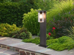 MeineWunschleuchte LED Sockelleuchte Laterne Aus Aluminium Schwarz, Höhe 65cm