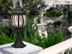 MeineWunschleuchte LED Sockelleuchte Nostalgische Laterne Aluminium Schwarz, Höhe 49cm