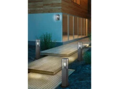 MeineWunschleuchte LED Sockelleuchte Silber Zinkfarben Höhe 40cm IP44 - Außenleuchten Wegeleuchten -Bestes Beleuchtungs Geschäft led sockelleuchte silber zinkfarben hoehe 40cm ip4 5