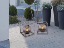 MeineWunschleuchte LED Solar Bodenleuchten, Würfel Mit Leuchtkugel Rauchfarbig Ø 20cm/25cm -Bestes Beleuchtungs Geschäft led solar bodenleuchten wuerfel mit leuchtkugel ra 5