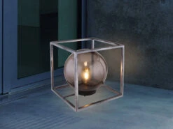 MeineWunschleuchte LED Solar Bodenleuchten, Würfel Mit Leuchtkugel Rauchfarbig Ø 20cm/25cm -Bestes Beleuchtungs Geschäft led solar bodenleuchten wuerfel mit leuchtkugel ra 6