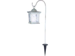 Globo LED Solar Erdspießleuchte Mit Aufgehängter Laterne, Weiß Höhe 68cm -Bestes Beleuchtungs Geschäft led solar erdspiessleuchte mit aufgehaengter later 1